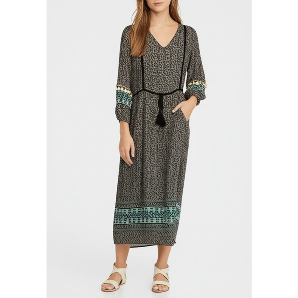 Blush Noir Peasant Bohemian Midi Dress, Size M NWT